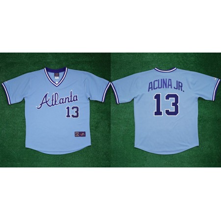 Men's Atlanta Braves #13 Ronald Acu?a Jr 1982 White Cool Base Stitched Baseball Jersey