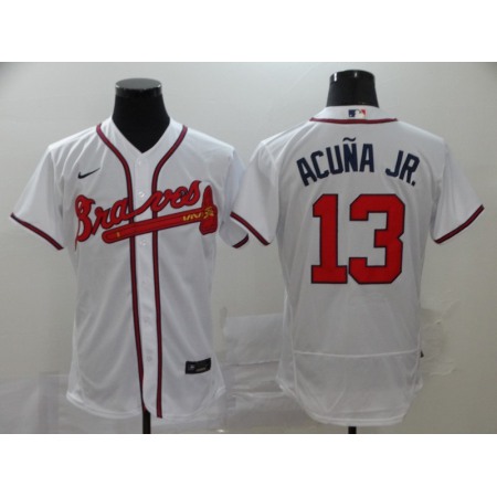 Men's Atlanta Braves #13 Ronald Acuna Jr 2020 White Flex Base Stitched MLB Jersey