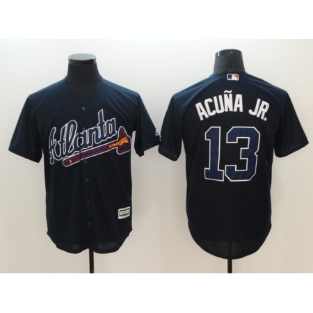 Men's Atlanta Braves #13 Ronald Acuna Jr Navy Flexbase Stitched MLB Jersey