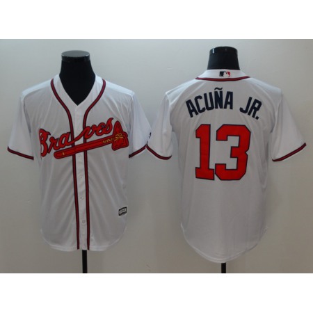 Men's Atlanta Braves #13 Ronald Acuna Jr White Flexbase Stitched MLB Jersey