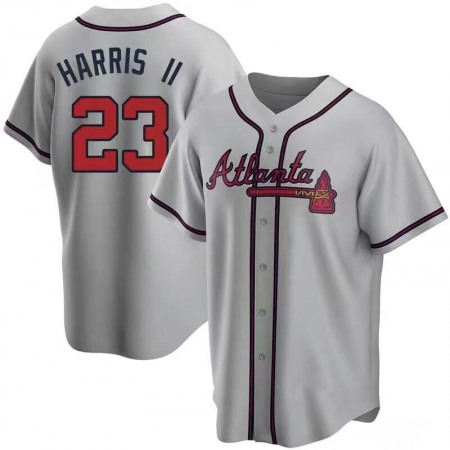 Men's Atlanta Braves #23 Michael Harris ii Gray Cool Base Stitched Jersey
