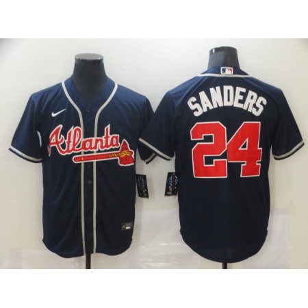 Men's Atlanta Braves #24 Deion Sanders Navy Stitched MLB Jersey