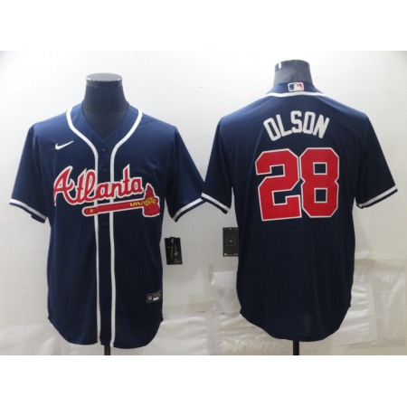 Men's Atlanta Braves #28 Matt Olson Navy Cool Base Stitched Baseball Jersey