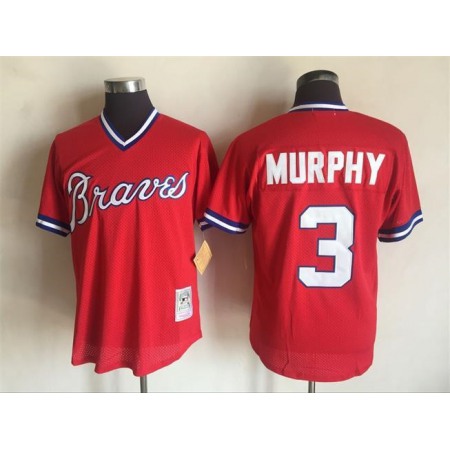 Men's Atlanta Braves #3 Dale Murphy Mitchell And Ness Red 1980 Throwback Stitched MLB Jersey