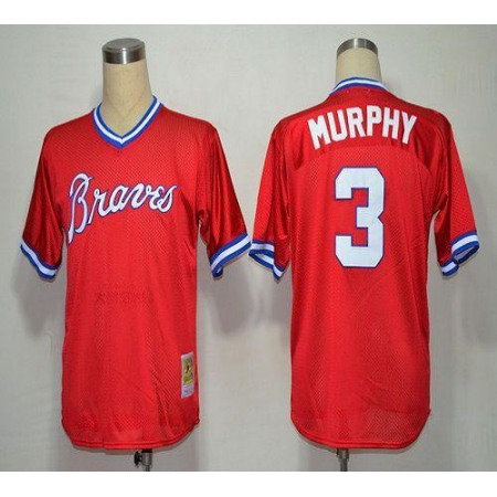 Mitchell And Ness 1980 Braves #3 Dale Murphy Red Stitched MLB Jersey