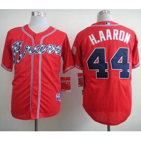 Braves #44 Hank Aaron Red Cool Base Stitched MLB Jersey