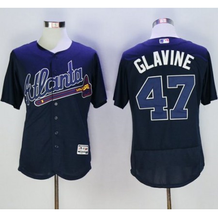 Braves #47 Tom Glavine Navy Blue Flexbase Authentic Collection Stitched MLB Jersey