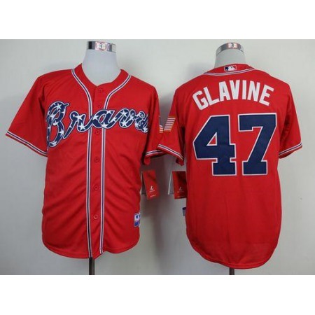 Braves #47 Tom Glavine Red Cool Base Stitched MLB Jersey