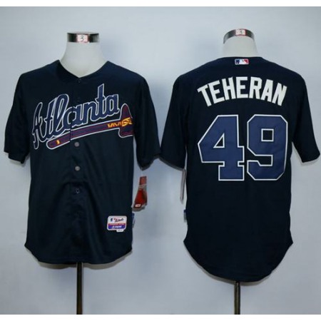 Braves #49 Julio Teheran Navy Blue Cool Base Stitched MLB Jersey