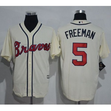 Braves #5 Freddie Freeman Cream New Cool Base Stitched MLB Jersey