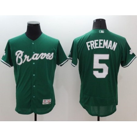 Braves #5 Freddie Freeman Green Celtic Flexbase Authentic Collection Stitched MLB Jersey