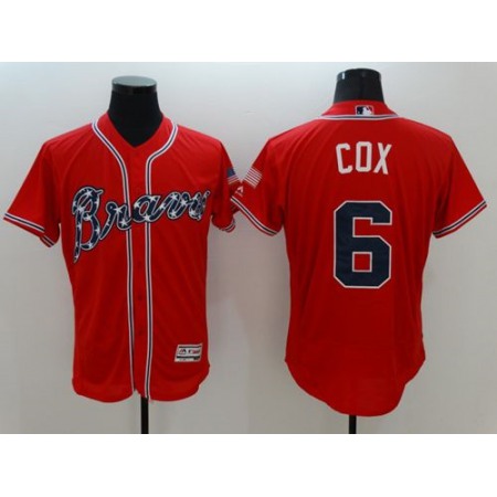 Braves #6 Bobby Cox Red Flexbase Authentic Collection Stitched MLB Jersey