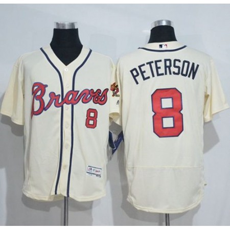 Braves #8 Jace Peterson Cream Flexbase Authentic Collection Stitched MLB Jersey