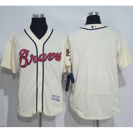 Braves Blank Cream Flexbase Authentic Collection Stitched MLB Jersey