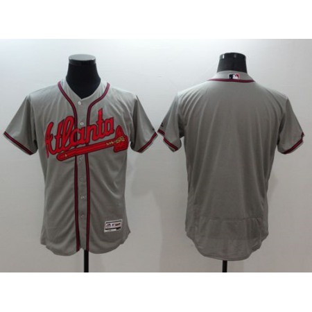 Braves Blank Grey Flexbase Authentic Collection Stitched MLB Jersey