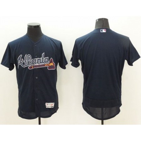 Braves Blank Navy Blue Flexbase Authentic Collection Stitched MLB Jersey