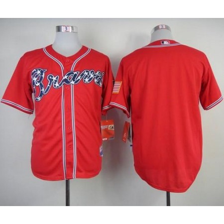 Braves Blank Red Cool Base Stitched MLB Jersey