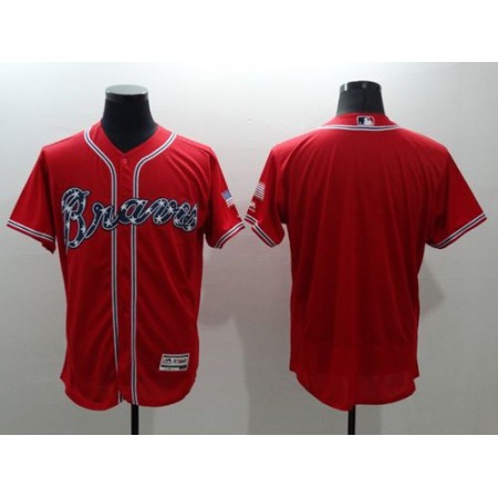 Braves Blank Red Flexbase Authentic Collection Stitched MLB Jersey