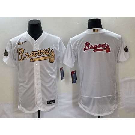 Men's Atlanta Braves 2022 All-Star White Team Big Logo Flex Base Stitched Jersey