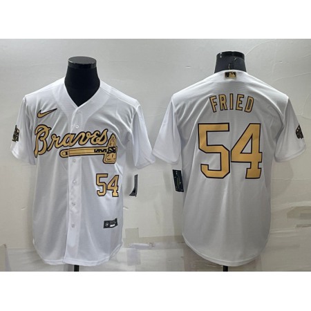 Men's Atlanta Braves #54 Max Fried 2022 All-Star White Cool Base Stitched Baseball Jersey