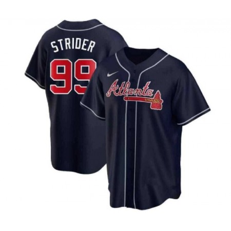 Men's Atlanta Braves #99 Spencer Strider Navy Cool Base Stitched Baseball Jersey