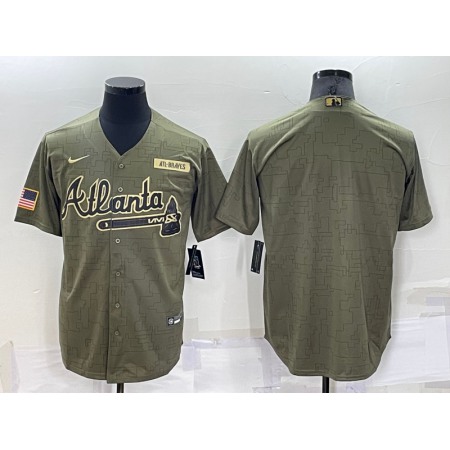 Men's Atlanta Braves Blank Green Salute To Service Cool Base Stitched Jersey
