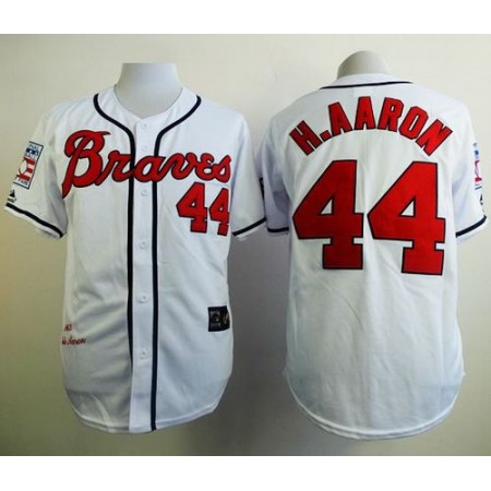 Mitchell And Ness 1963 Braves #44 Hank Aaron White Stitched MLB Jersey