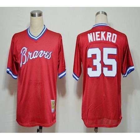 Mitchell And Ness 1980 Braves #35 Phil Niekro Red Stitched MLB Jersey