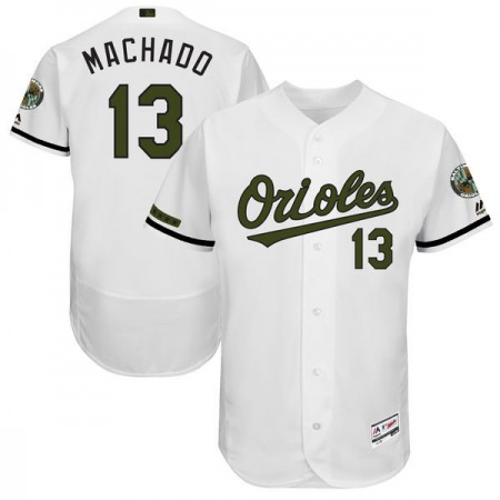 Men's Baltimore Orioles #13 Manny Machado Majestic White 2017 Memorial Day Authentic Collection Flex Base Player Stitched MLB Jersey