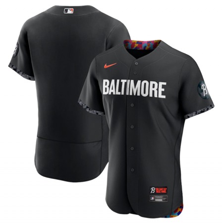 Men's Baltimore Orioles Baltimore Orioles Blank Black 2023 City Connect Flex Base Stitched Baseball Jersey