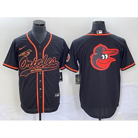 Men's Baltimore Orioles Black Team Big Logo Cool Base Stitched Jersey