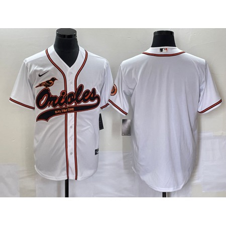 Men's Baltimore Orioles Blank White Cool Base Stitched Jersey