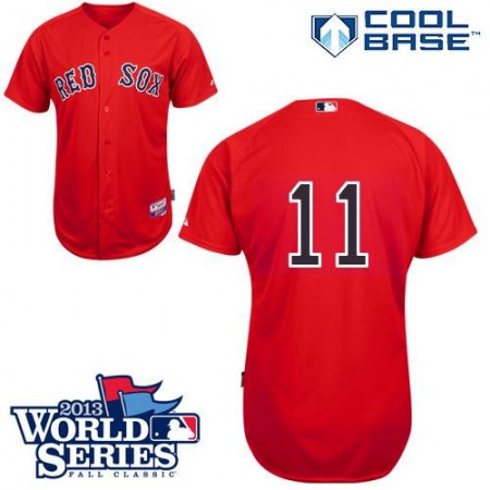 Red Sox #11 Clay Buchholz Red Cool Base 2013 World Series Patch Stitched MLB Jersey