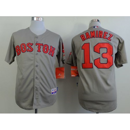 Red Sox #13 Hanley Ramirez Grey Cool Base Stitched MLB Jersey