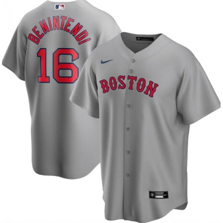 Men's Boston Red Sox #16 Andrew Benintendi Grey Cool Base Stitched Jersey