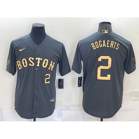 Men's Boston Red Sox #2 Xander Bogaerts 2022 All-star Charcoal Cool Base Stitched Jersey