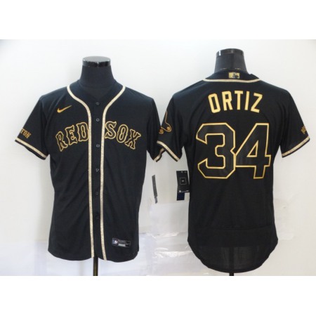 Men's Boston Red Sox #34 David Ortiz 2020 Black Golden Flex Base Stitched MLB Jersey