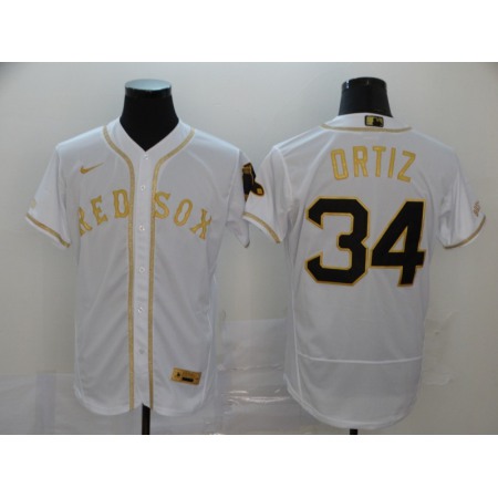 Men's Boston Red Sox #34 David Ortiz 2020 White Golden Flex Base Stitched MLB Jersey