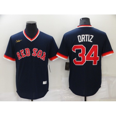 Men's Boston Red Sox #34 David Ortiz Navy Stitched Baseball Jersey