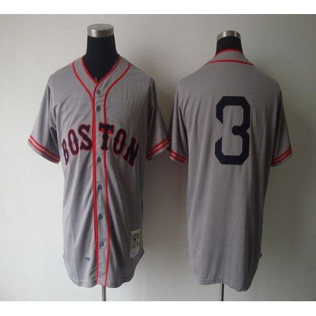 Mitchell And Ness 1936 Red Sox #3 Jimmie Foxx Grey Throwback Stitched MLB Jersey