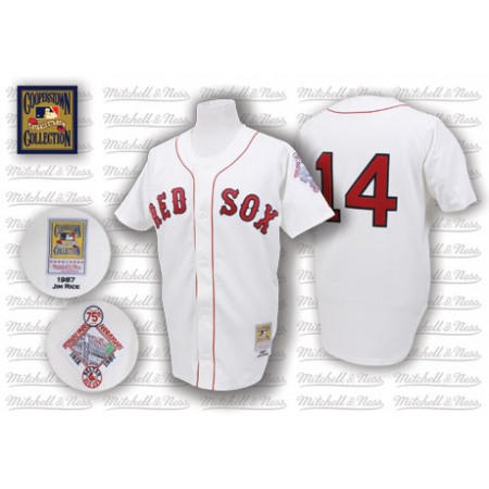 Mitchell And Ness 1987 Red Sox #14 Jim Rice White Throwback Stitched MLB Jersey