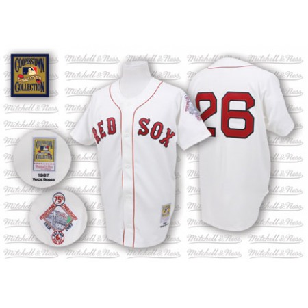 Mitchell And Ness 1987 Red Sox #26 Wade Boggs White Throwback Stitched MLB Jersey