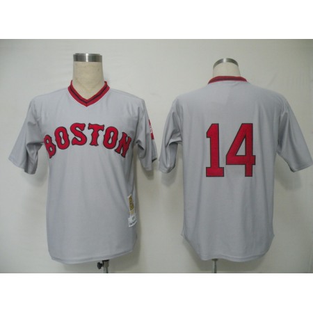 Mitchell and Ness Red Sox #14 Jim Rice Grey Stitched Throwback MLB Jersey