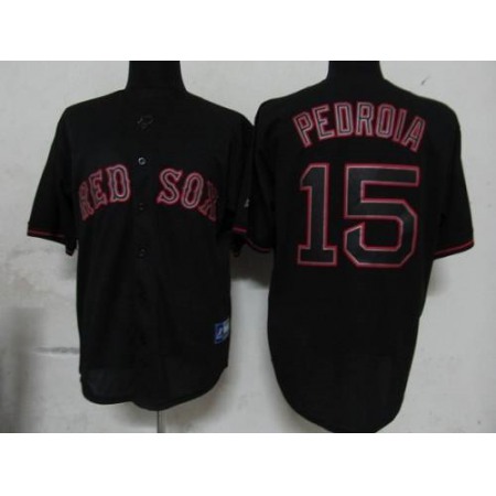 Red Sox #15 Dustin Pedroia Black Fashion Stitched MLB Jersey