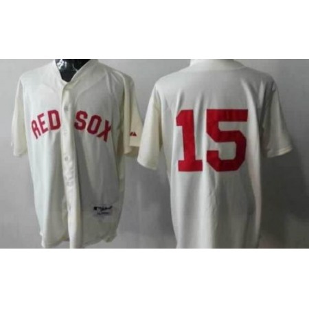 Red Sox #15 Dustin Pedroia Cream Cool Base Stitched MLB Jersey