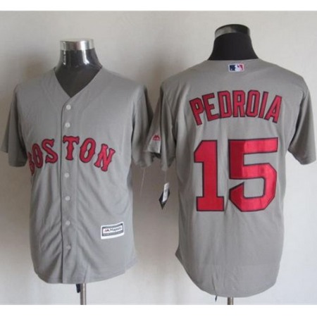 Red Sox #15 Dustin Pedroia Grey New Cool Base Stitched MLB Jersey