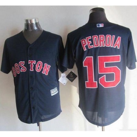 Red Sox #15 Dustin Pedroia Navy Blue New Cool Base Stitched MLB Jersey
