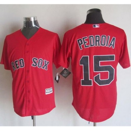 Red Sox #15 Dustin Pedroia Red New Cool Base Stitched MLB Jersey