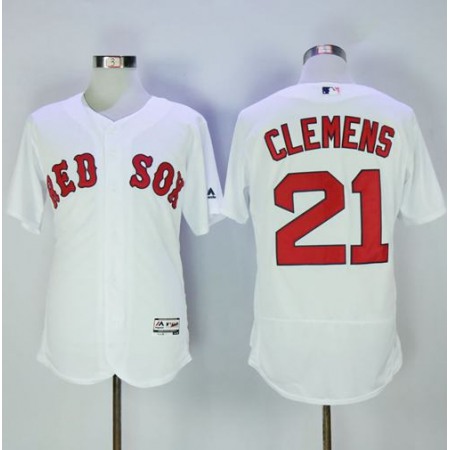Red Sox #21 Roger Clemens White Flexbase Authentic Collection Stitched MLB Jersey