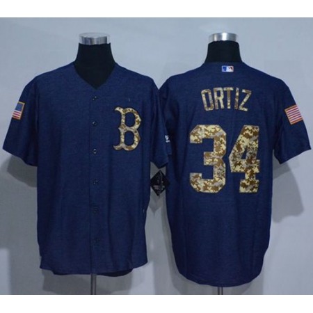 Red Sox #34 David Ortiz Denim Blue Salute to Service Stitched MLB Jersey